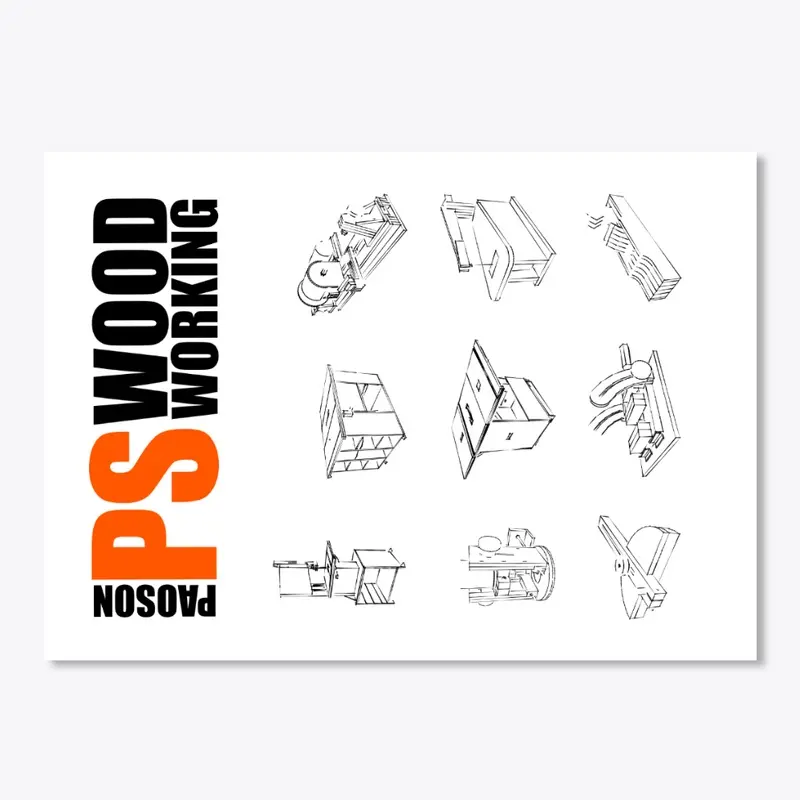 Sticker with logo and tool sketches